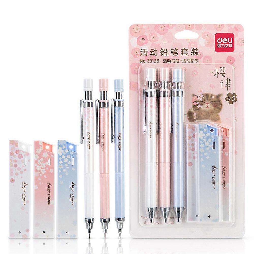 Deli Mechanical Pencil Set Automatic Drafting Pencil Includes 3 Pencils/3 Pack 0.5mm Lead Refills Drawing Pencil Refillable for Drafting/Sketching/Ill