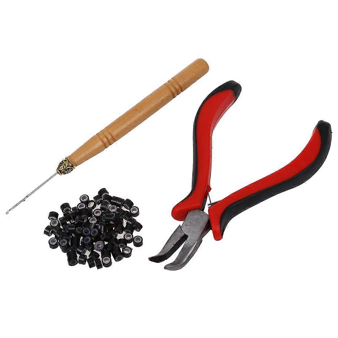 Hair Extension Plier Hook Tool Kit + Micro Link Beads