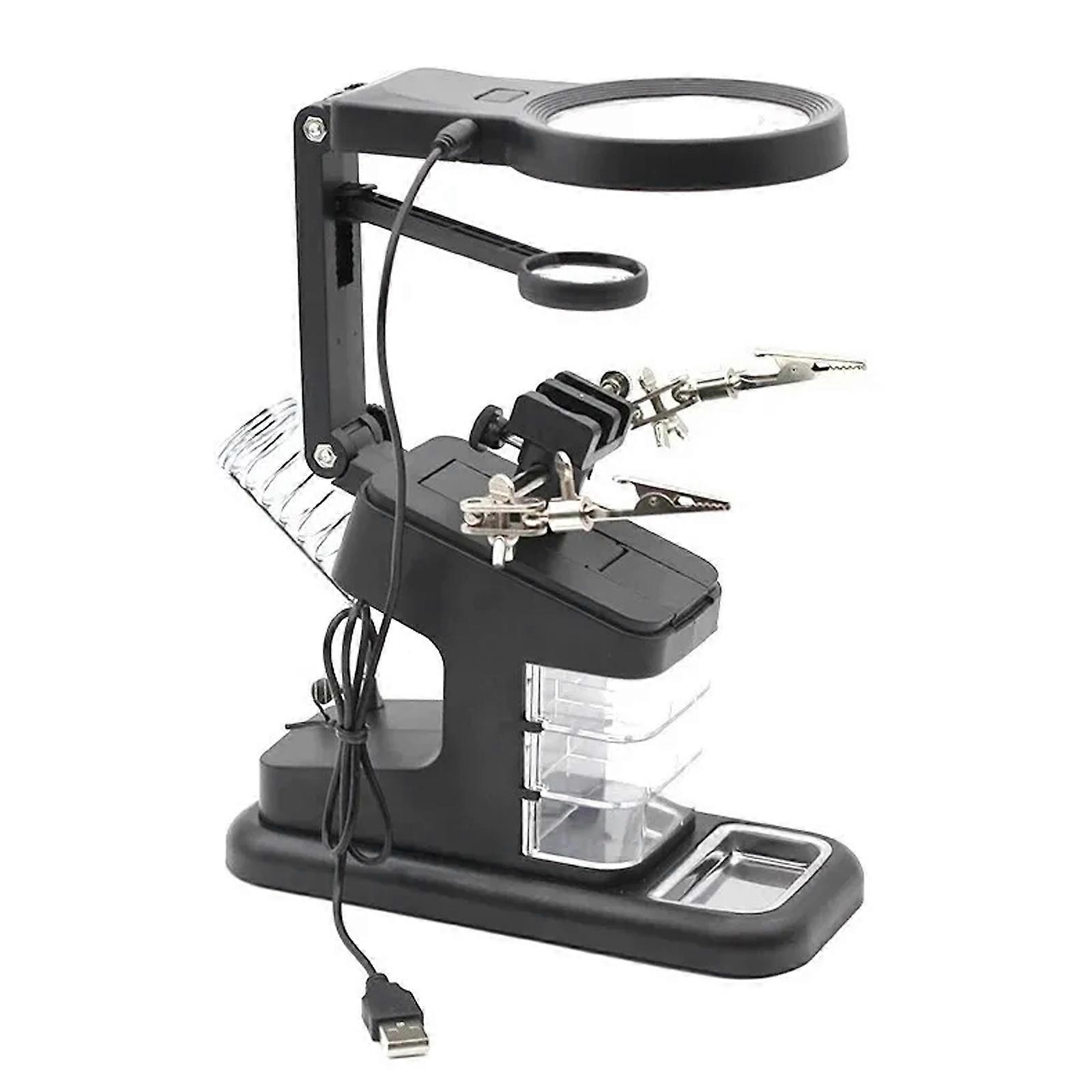 "3x-25x Magnifying Loupe with LED Light & Soldering Iron Stand - Precision Soldering Tool"