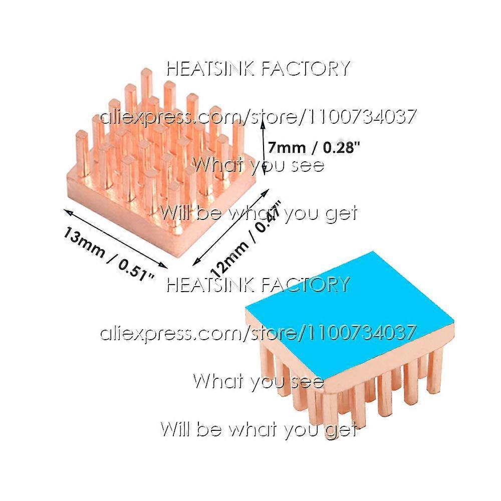 מקרר רדיאטור צלעות קירור נחושת 13x12x7mm עם קירור כרית תרמית לזיכרון MOS RAM