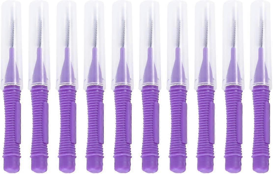 Interdental Brushes Between Teeth Cleaners Dental Cleaning Tool Portable Floss Pick 10pcspurple