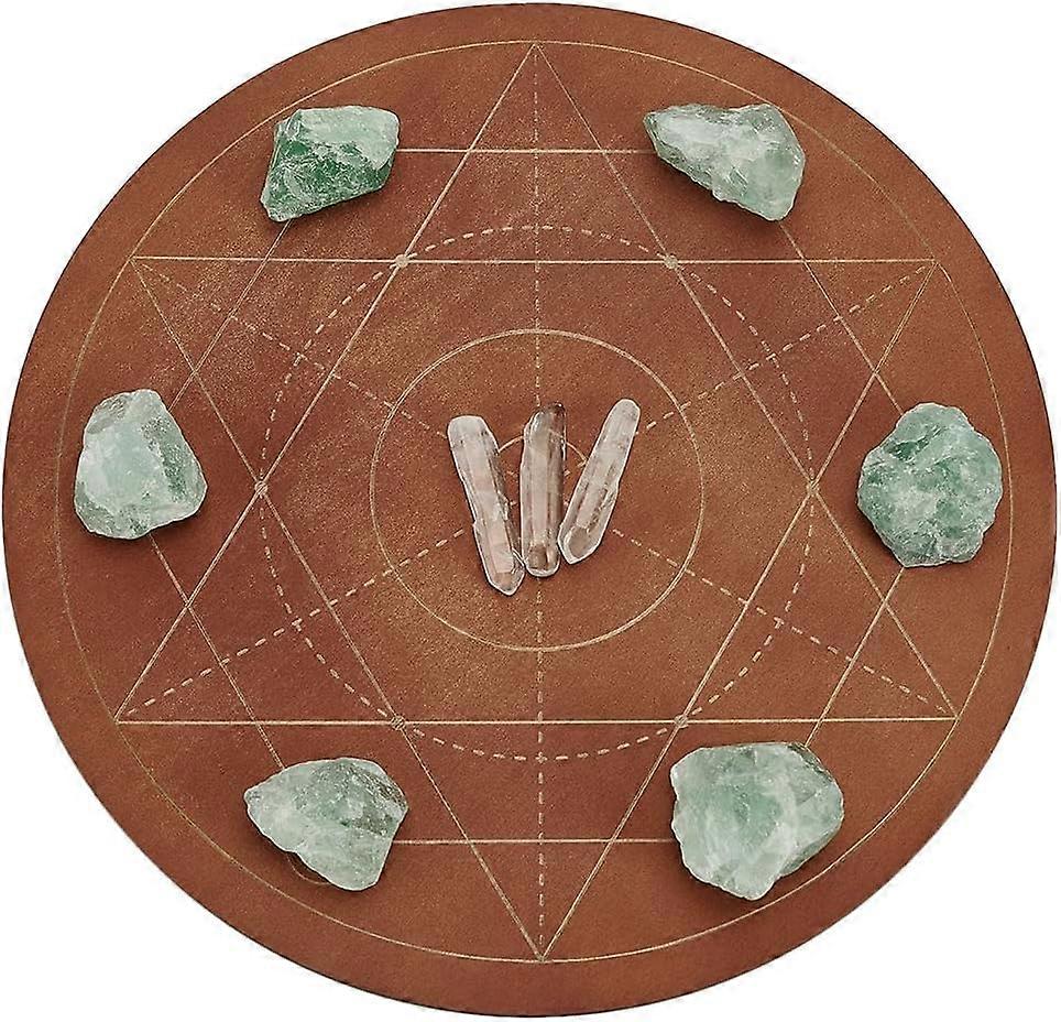 10 inches Diameter Wooden Crystal Grid Board Round Sacred Geometry Energy Grids Board Metatron's Cube Crystal Grid Plate for Witchcraft Wiccan Altar R