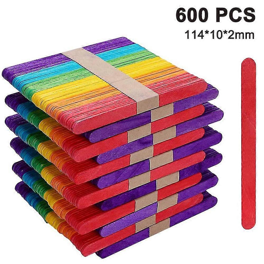 600 PC de palitos de helado hechos de madera, artesanías de espátulas de madera B