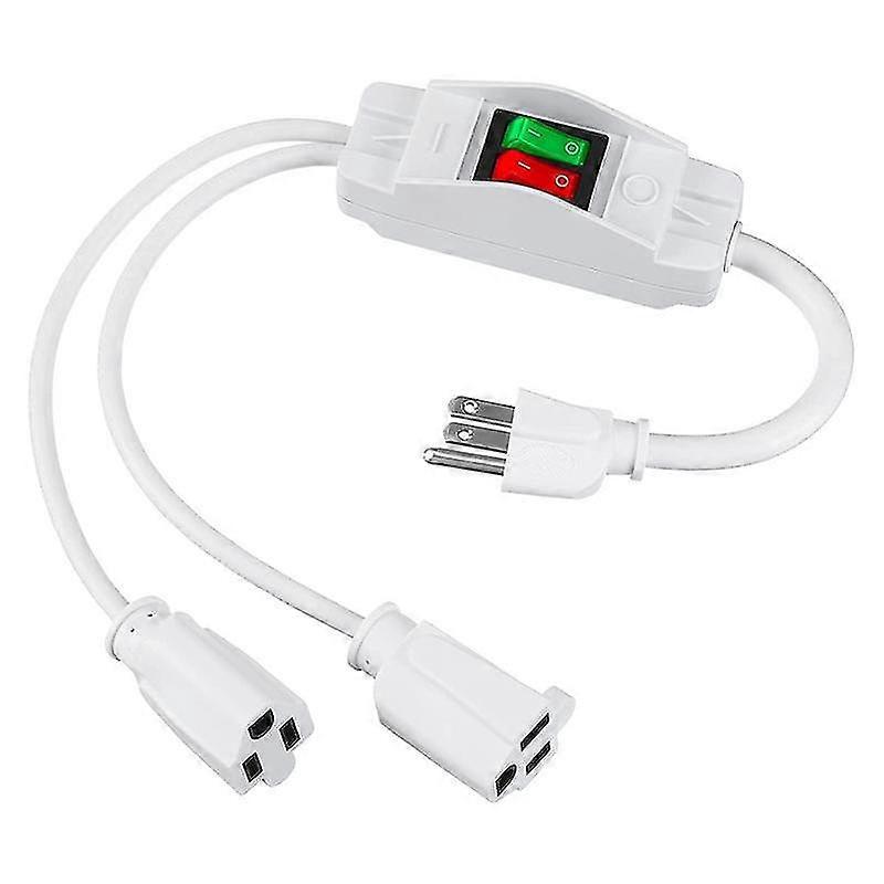 White Extension Cord Y Splitter With Switched Plug Splitter 2 Way Outlet Adapter Nema 5-15r To Nema