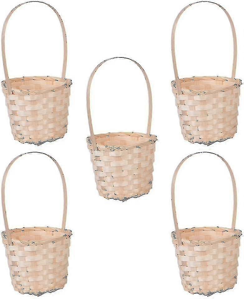 5 件柳编篮带迷你野餐篮花童篮子婚礼派对礼品糖果礼品储物篮