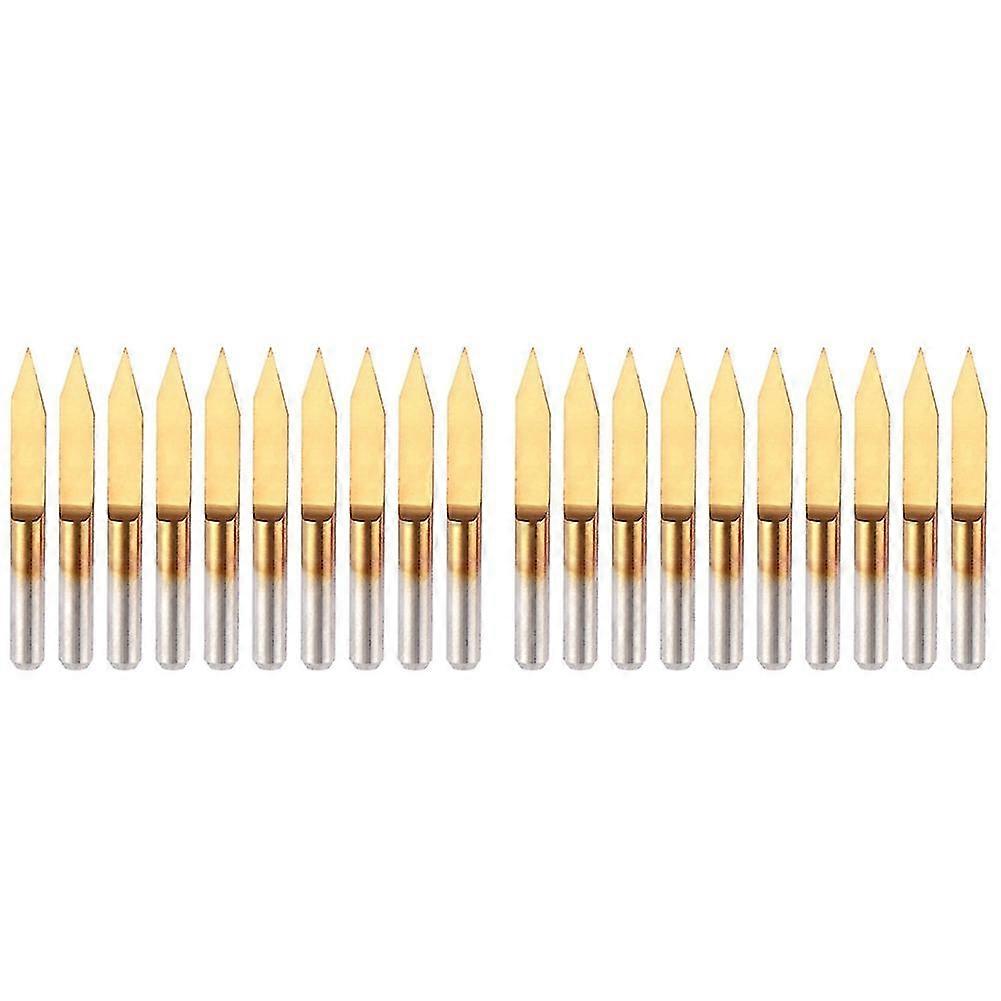 20pcs 30 Degree 0.1mm Tip Titanium Coated Flat Bottom Carbide Pcb Engraving Bits V-shape Cnc Router