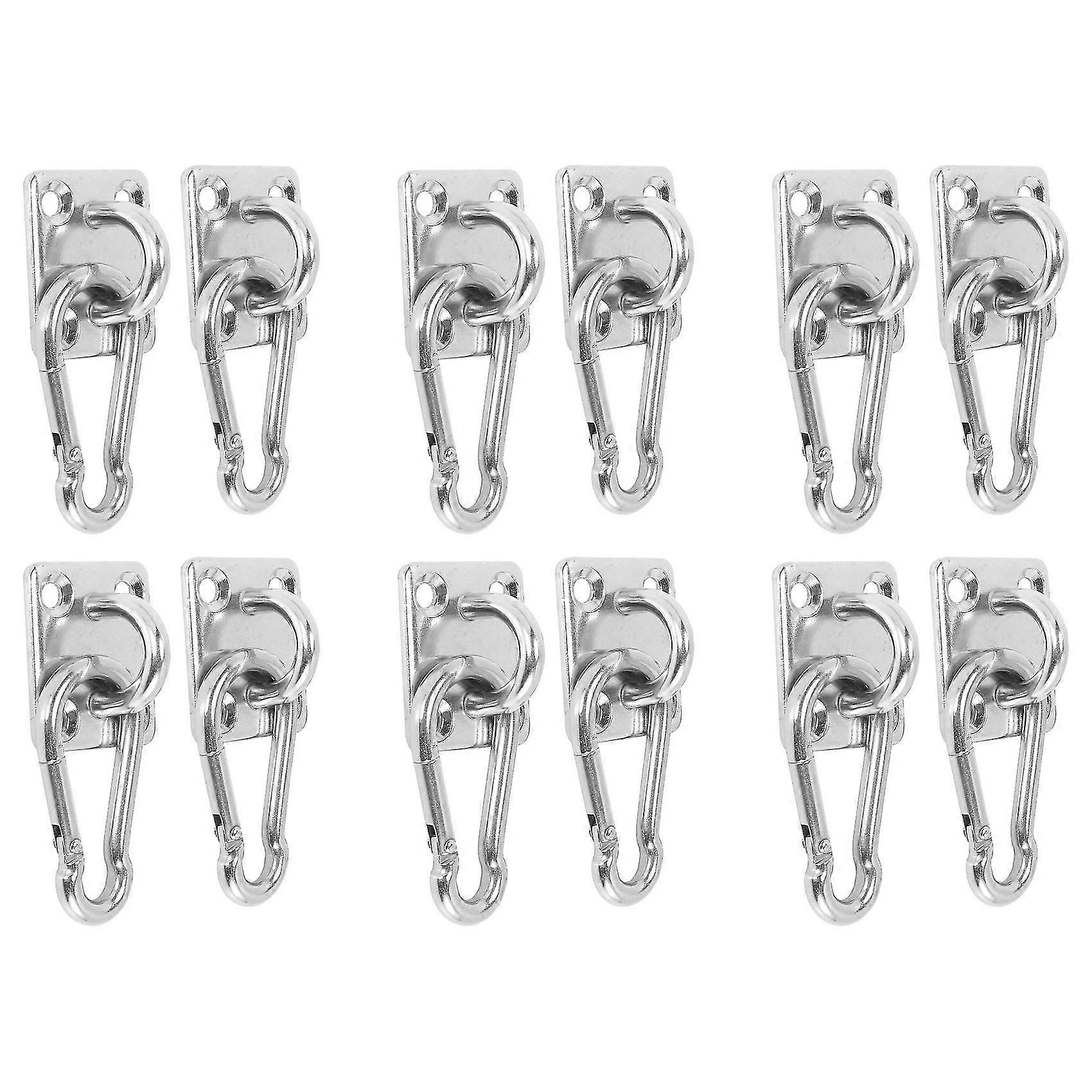 12 Sets Of Suspended Ceiling Wall Mount U-shaped Hooks Stainless Steel Hammock Hook Metal Base Plat