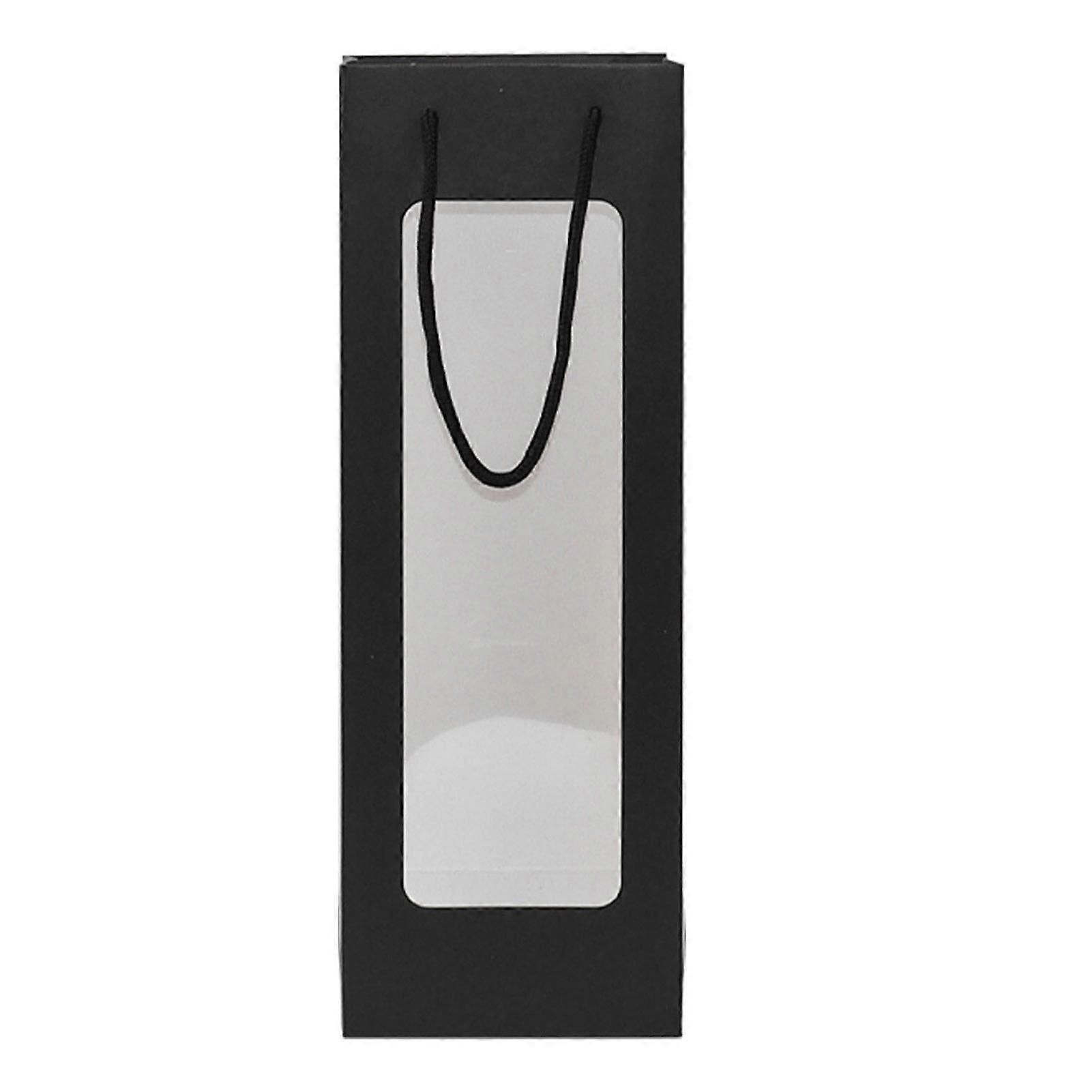 Red Wine Storage Bag Thick Paper Reinforced Bottom Transparent Window Design Wedding Party Reusable Liquor Bag with Handle