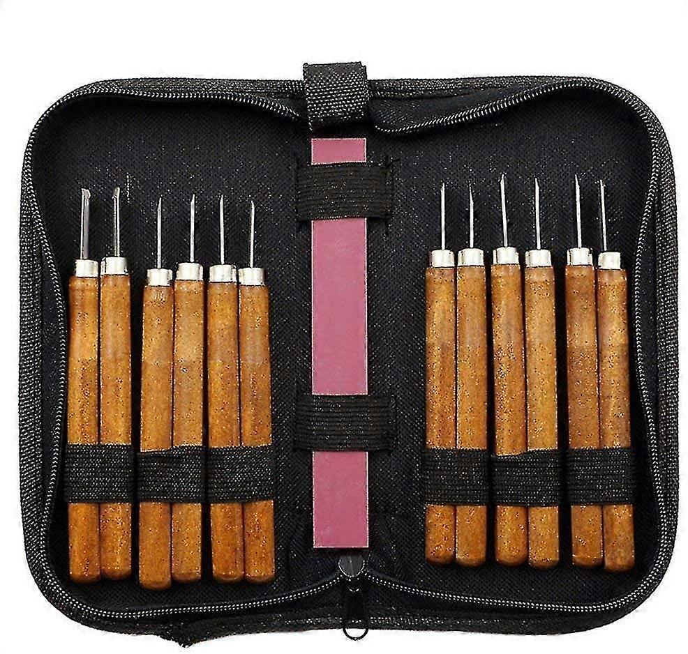 مجموعة أدوات نحت الخشب ، 12 قطعة نحت الخشب الأزاميل نحت السكاكين مع شحذ الحجر ، أزاميل نحت الخشب مجموعة مع حقيبة أزاميل نجار للبروفيس