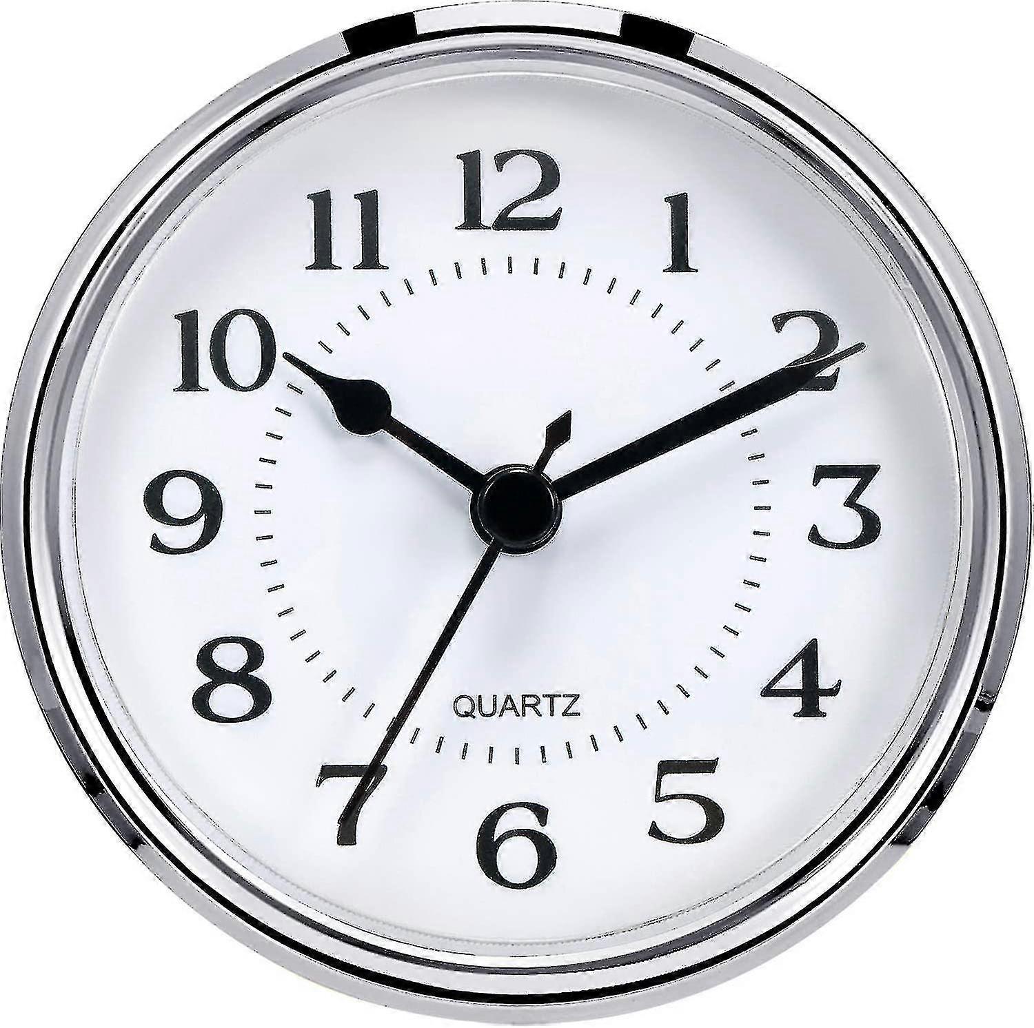 Relógio de quartzo de 3-1/2 polegadas (90 mm) com encaixe/inserção e numeral arábico, movimento de quartzo (aro prateado)