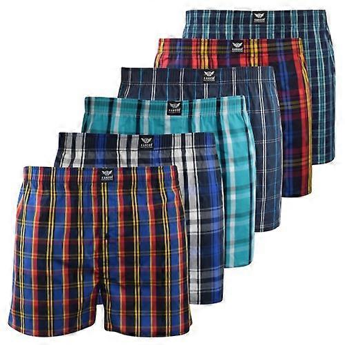 Kandor Mens Hexster Checked Woven Boxer Shorts (Pack of 6)