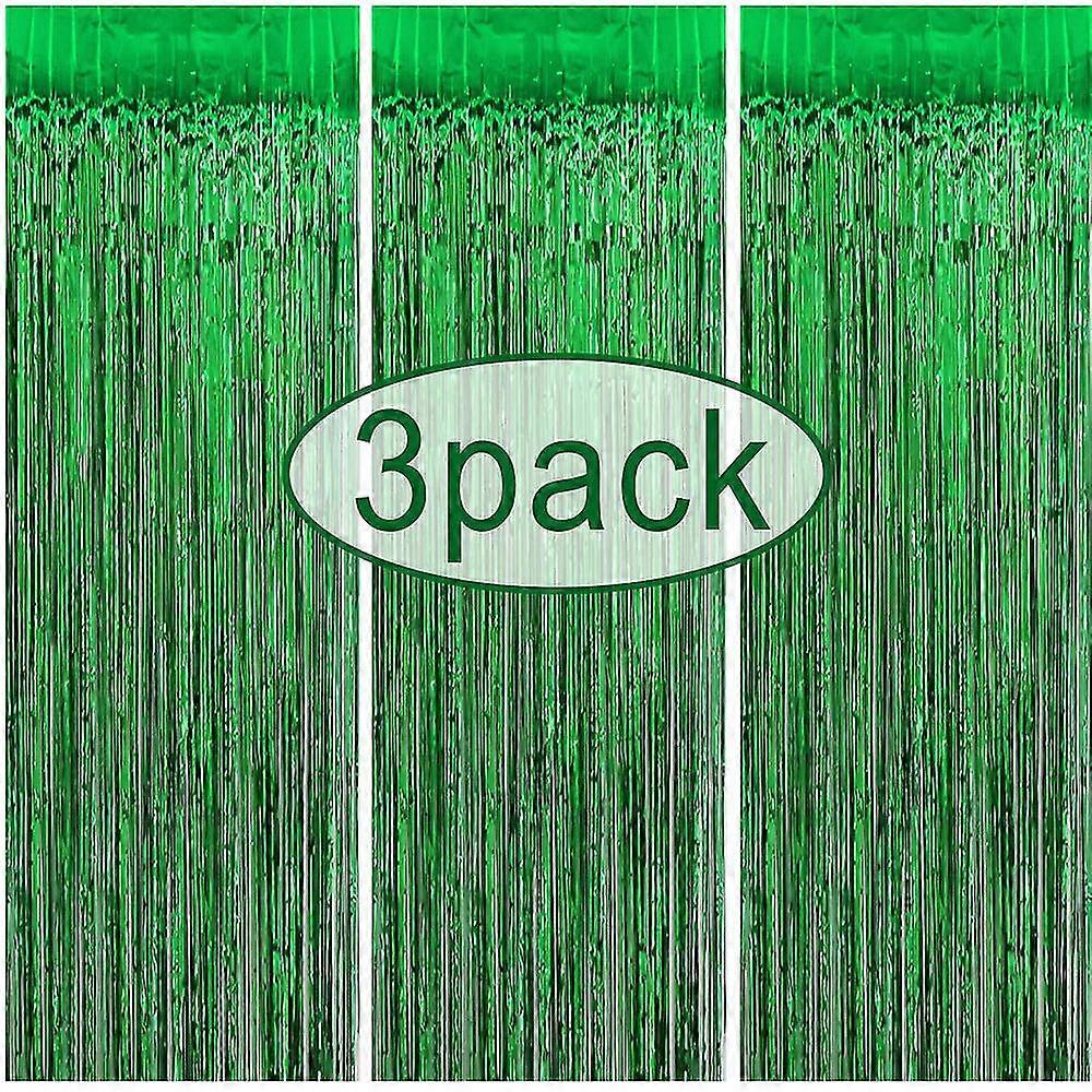 3 Pack Metallic Tinsel Foil Fringe Curtains, 1x2m Shimmer Streamers Curtain, Party Tinsel Backdrop For Wedding Birthday Halloween