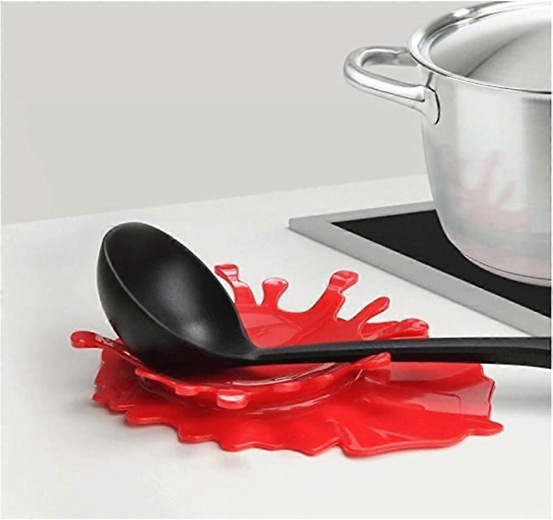 (19x14x2.5cm)4pcs-Silicone Spoon Rest Ketchup Shape Splash Guard Mustard Spoon Rest Kitchen