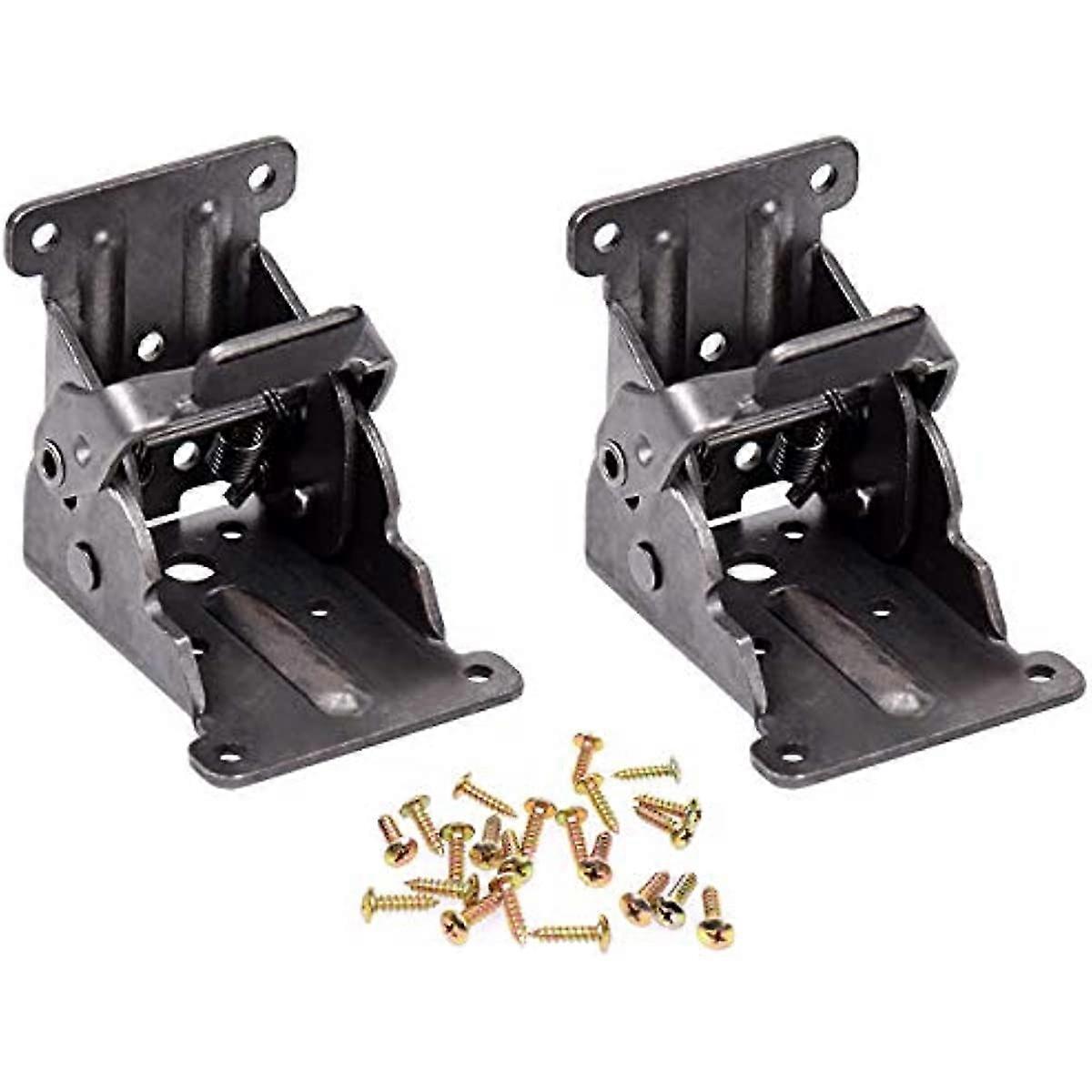 2 Pack Folding Lock Extension Table Bed Leg Feet Support for Dark Bronze Steel Foldable Hinge Hardware with Screws