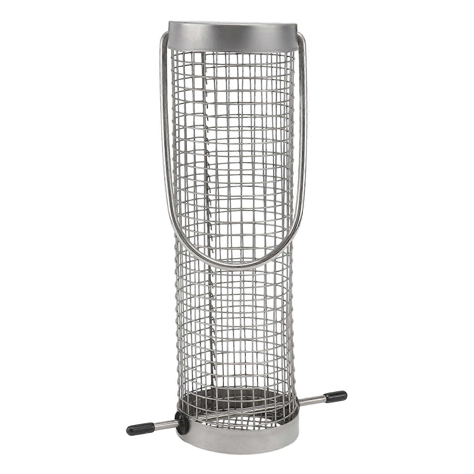 1kpl ruostumaton lintujen syöttölaite ulkona riippuva ruokintahäkki lintujen ruokintatyökalu hopea