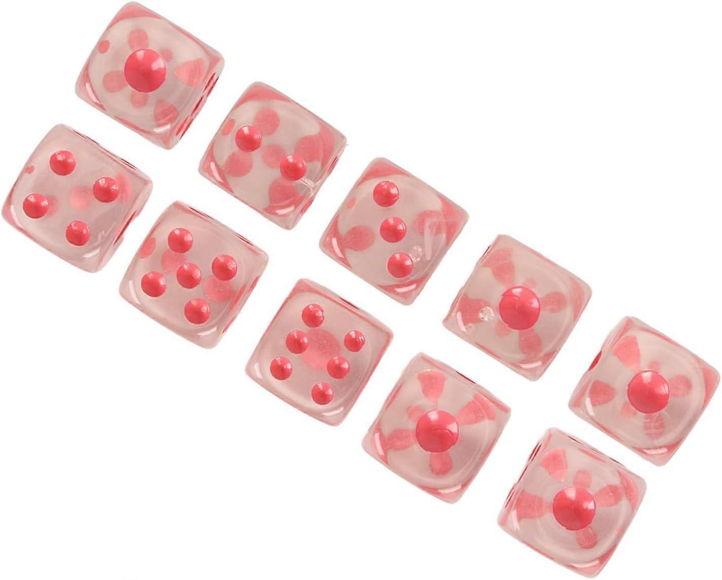 Round Corner Dice Good Touch Shockproof 20pcs Lightweight Portable Classic Dice Set Durable for Board Games Dice Games (Pink with White Spots)