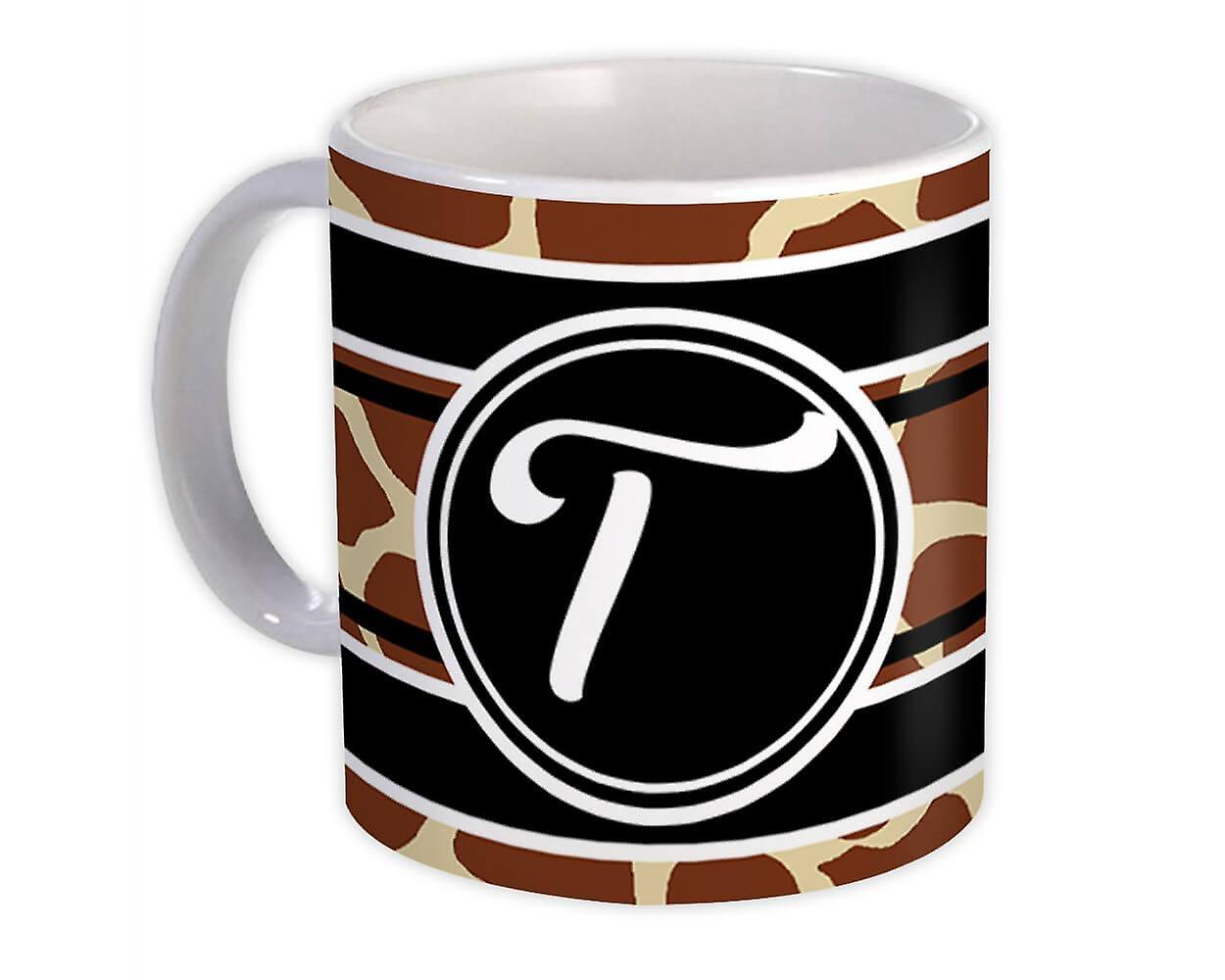Gift Mug: Monogram Letter T Giraffe