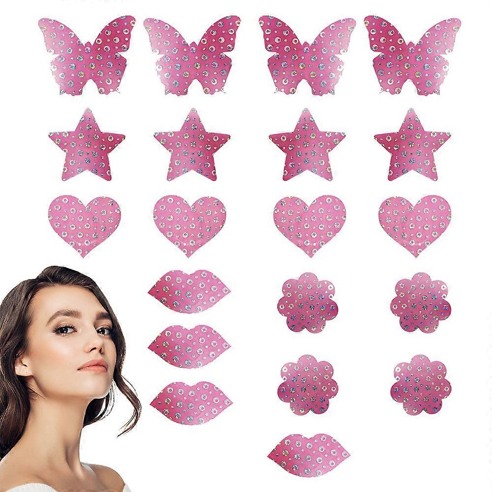 10 paires de cache-mamelons à paillettes couvre-mamelons multiformes cache-mamelons jetables en satin pâteux pour femmes - rose