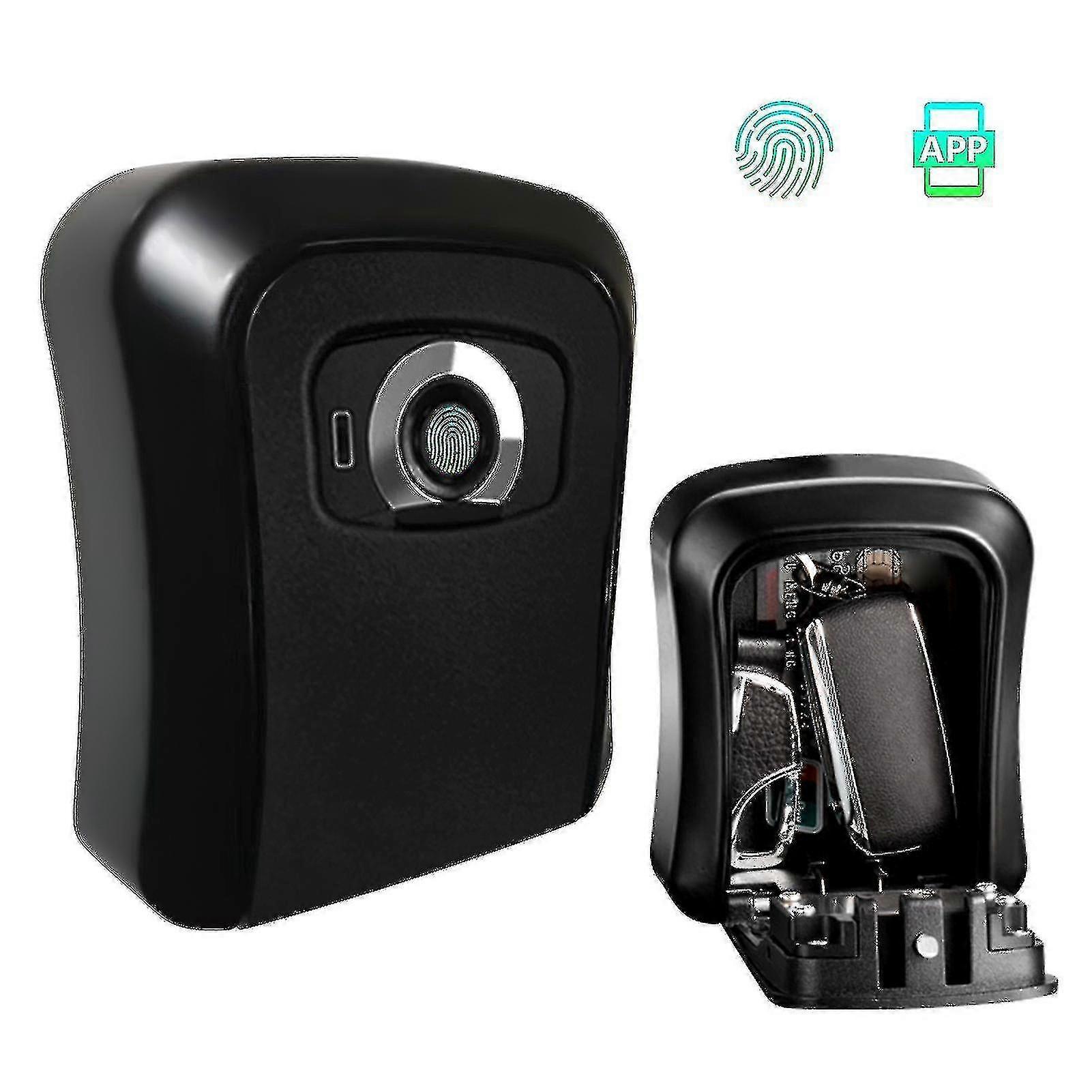 Smart Key Lock Box Storage Box App & Fingerprint Unlocking 100 Groups Capacity Rechargeable Key Safe Box Holder Wall Mount For Home Office Apartment W