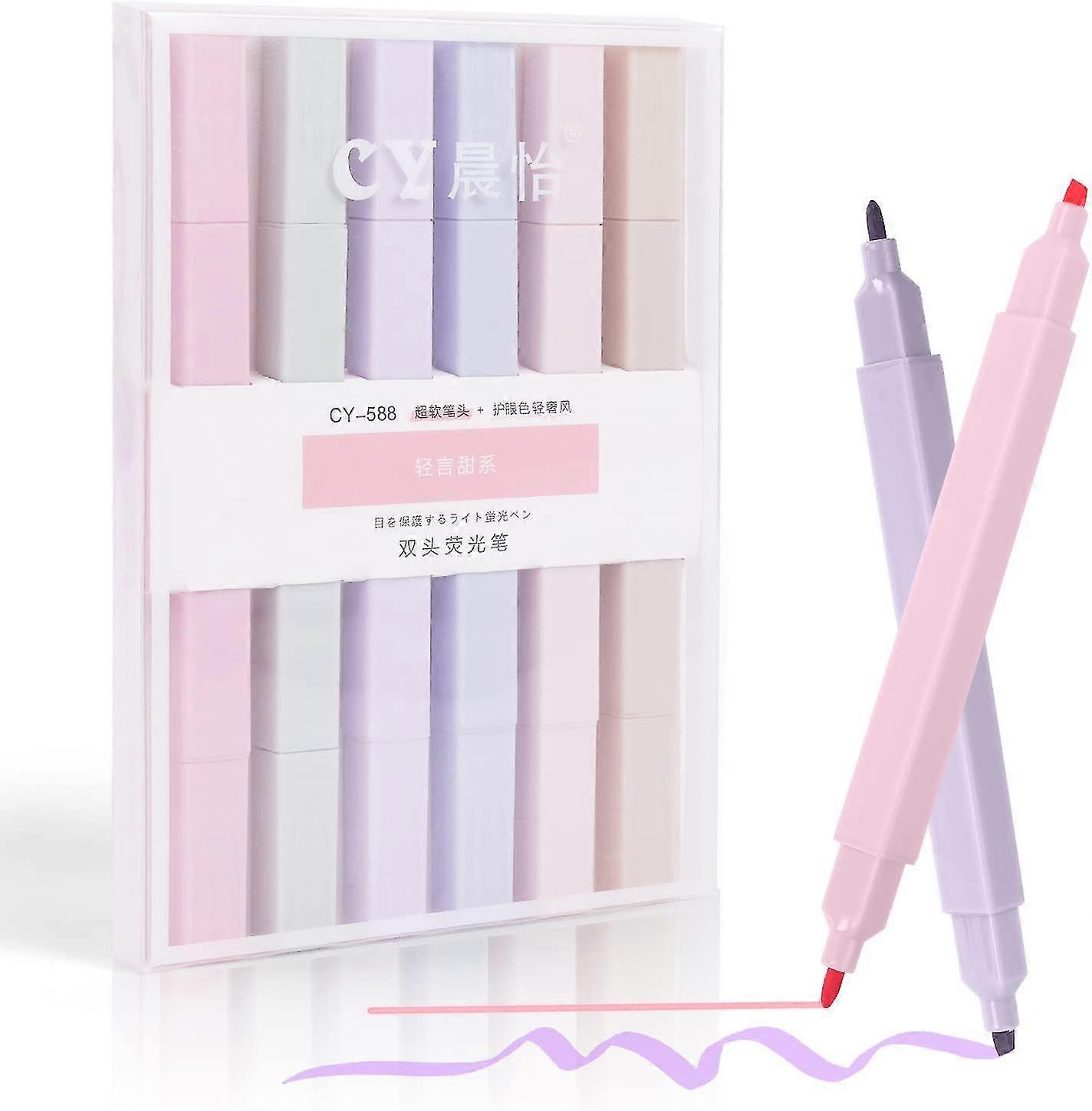 Pastellfarbener Textmarker, 6er-Pack doppelseitiger Textmarker, Bibeltextmarker Farbe