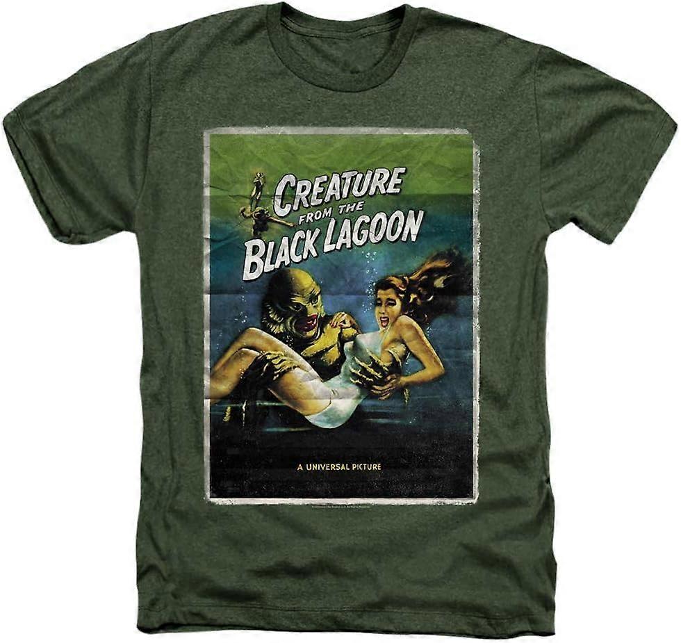 مخلوق من البحيرة السوداء هيذر تي شيرت فيلم ملصق عسكري