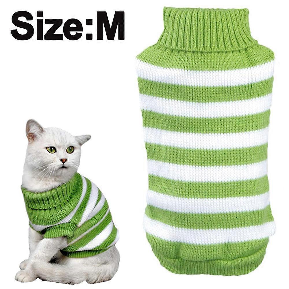 Warm Striped Cat Dog Sweater Soft Fall Pullover Winter Pet Clothes Braid Plait Turtlenec
