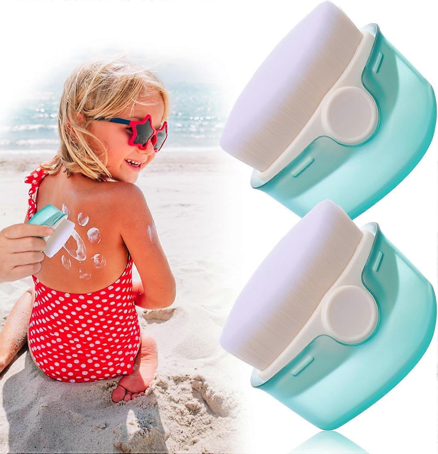 Sunscreen Applicator For Children, 2Pcs Sunscreen Buddy Brush Set with Protective Cap, Sunscreen Lotion Applicator Sunscreen Brush