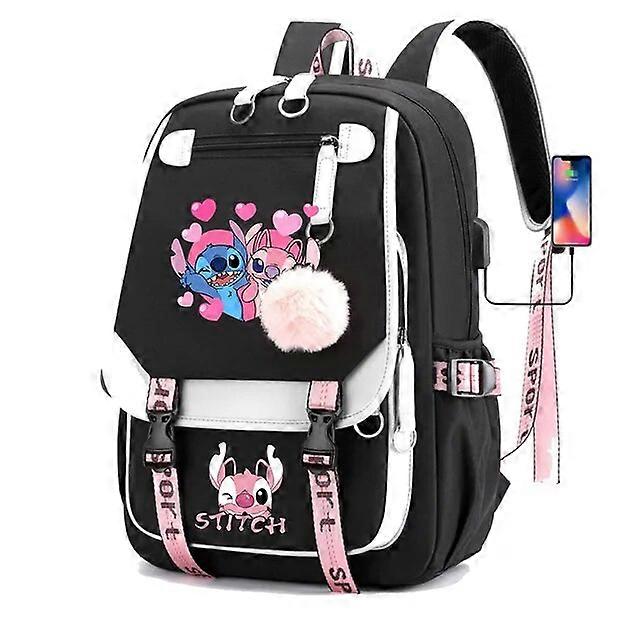 Stitch Boys Girls Kids School Book Bags Women USB Bagpack Teenagers Canvas Travel Student Backpack Backpacks