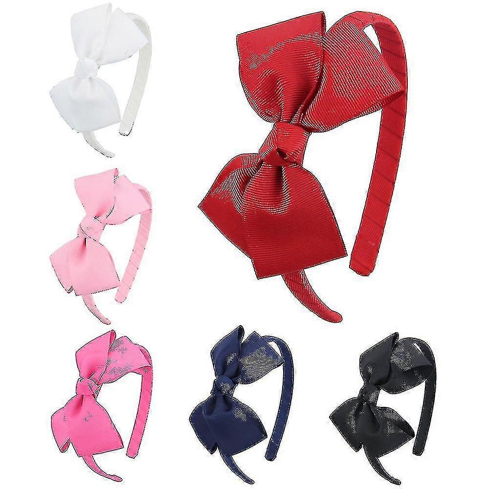 7pcs Bow Headband-white+red+navy Blue+black+purple+light Pink+random