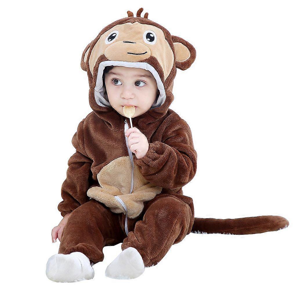 Children Animals Jumpsuits Flannel Jumpsuits Baby Clothes - monkey
