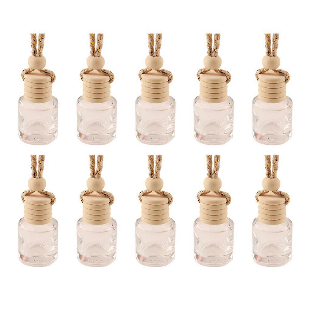 10Pcs Car Hanging Glass Bottle Empty Perfume Aromatherapy Dispenser Refillable Essential Oils Diffuser Air Fresher Fragrance Pendant Ornament Vials