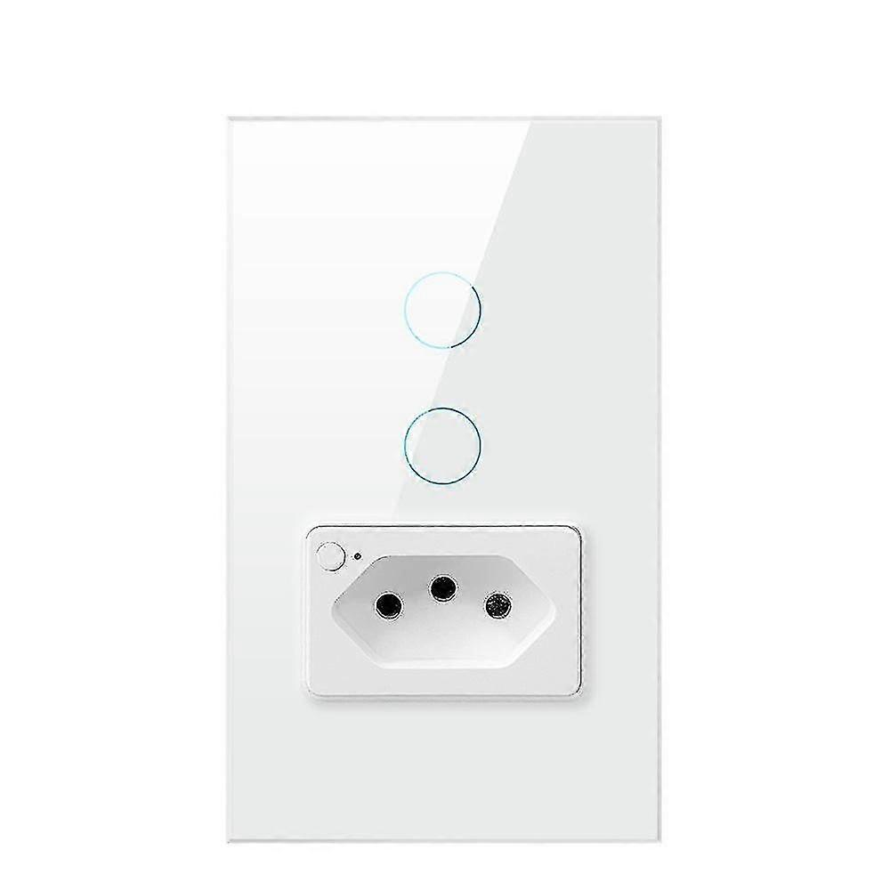 Tuya Wifi Smart Touch Light Switch Socket 20a Brazil Smart Wall Plug Smart Home Works With Smart Life Voice Via Alexa Google