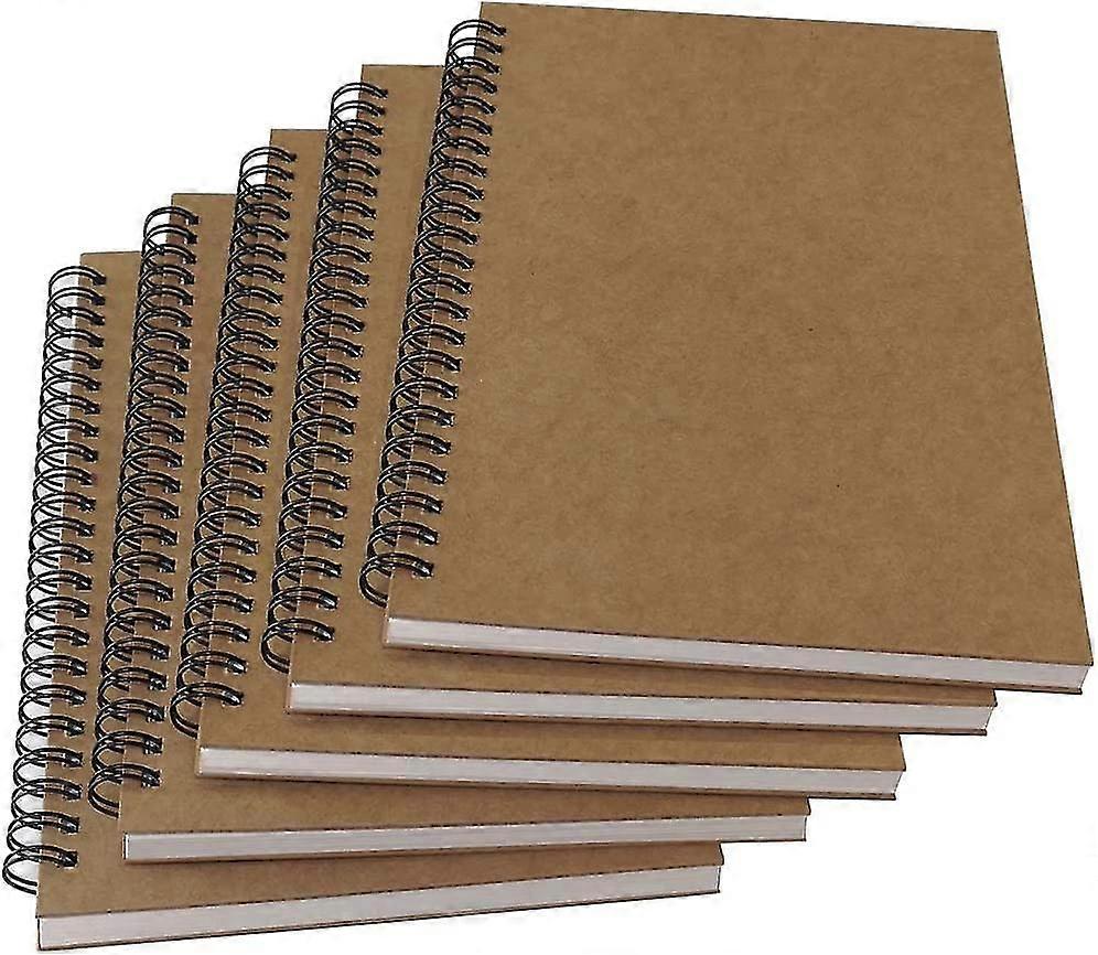 A5 Spiral Notebook مبطنة، ورق سميك 100 جم/م² وغطاء كرافت صلب، 60 ورقة (120 صفحة)، 8.35 بوصة × 5.9 بوصة، بني، 5