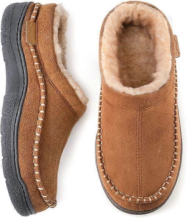 Men's Slip On Moccasin Slippers, Indoor/Outdoor Warm Fuzzy Comfy House Shoes