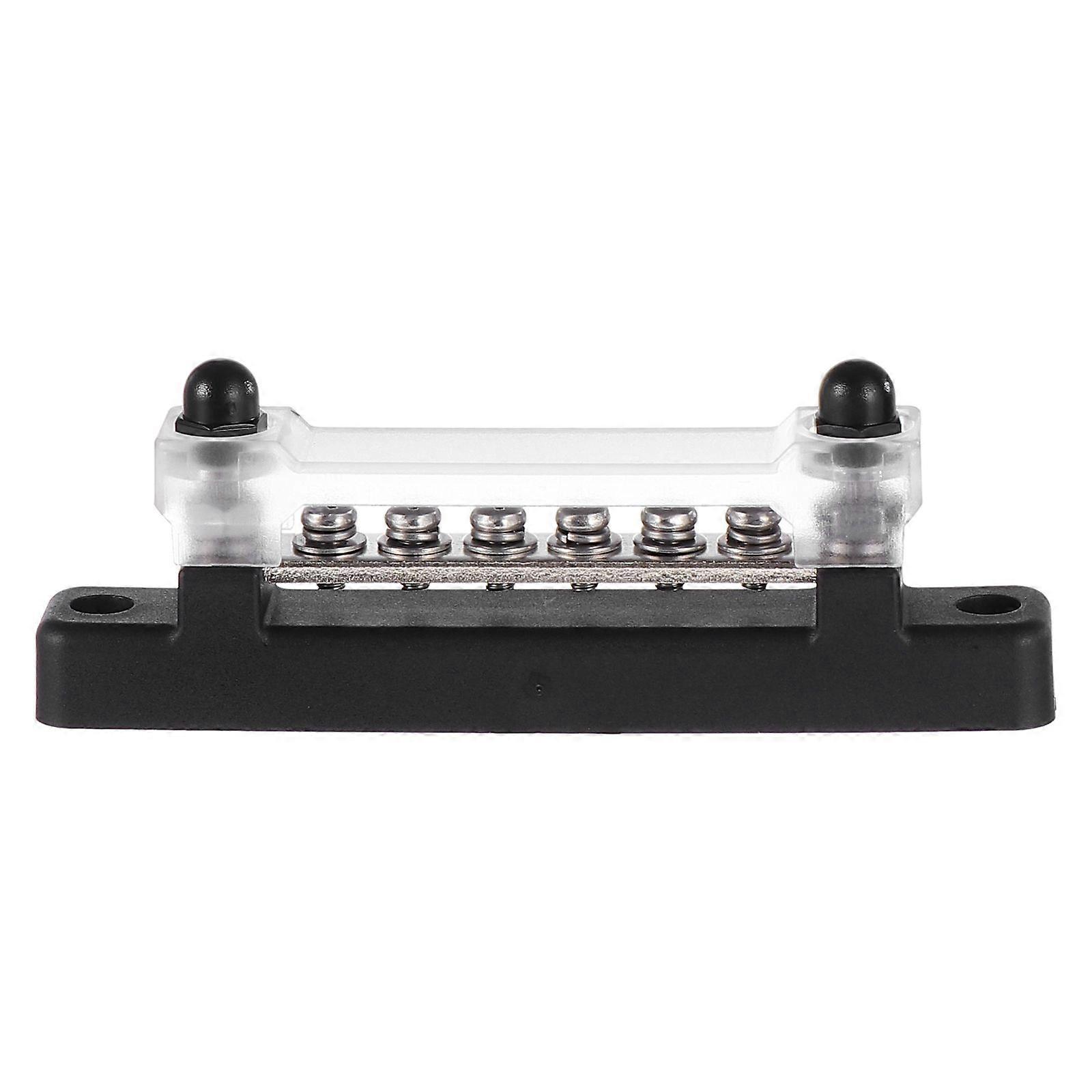1pc 6 Terminal Bus Bar With Transparent Cover 150A Power Distribution for Car