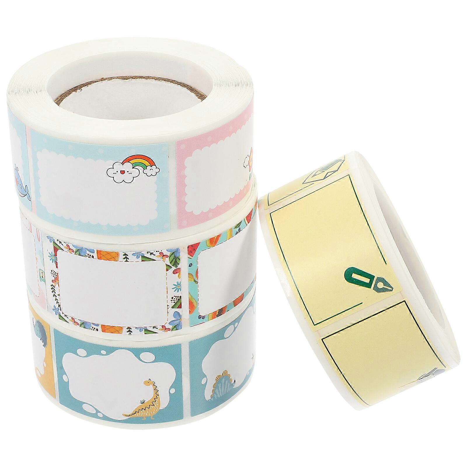 4 Rolls of Cartoon Name Tag Stickers Sticky Name Tag Labels Self-adhesive Label Stickers