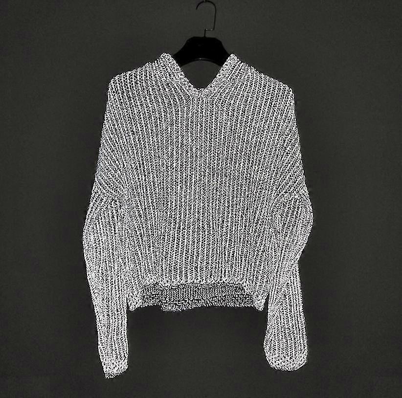 Reflektierender Kapuzenpullover Freizeit Strickpullover V-Ausschnitt Pullover Damen (D-583-A)