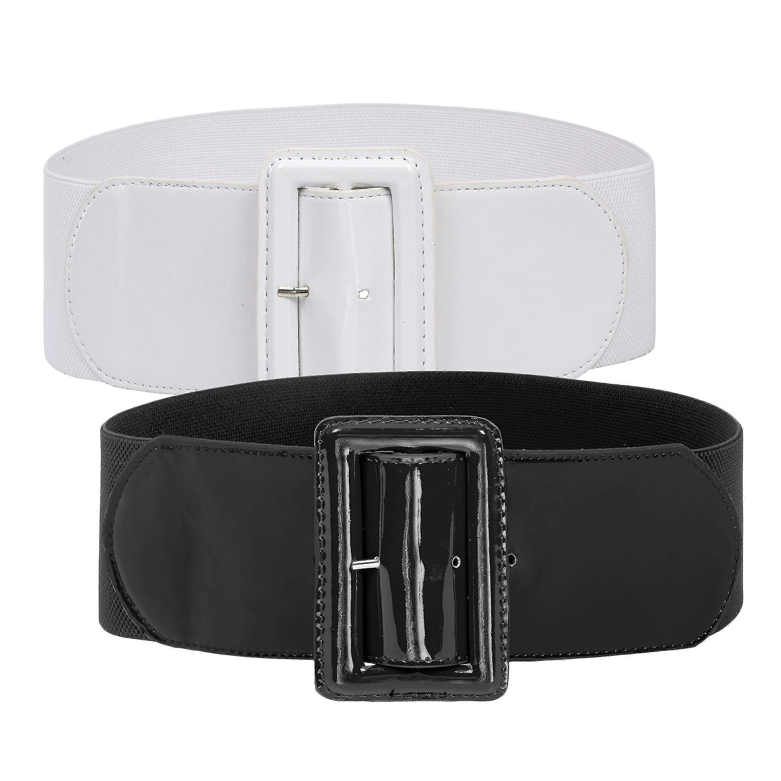 Cinturão elástico elástico feminino cintos elásticos preto+branco