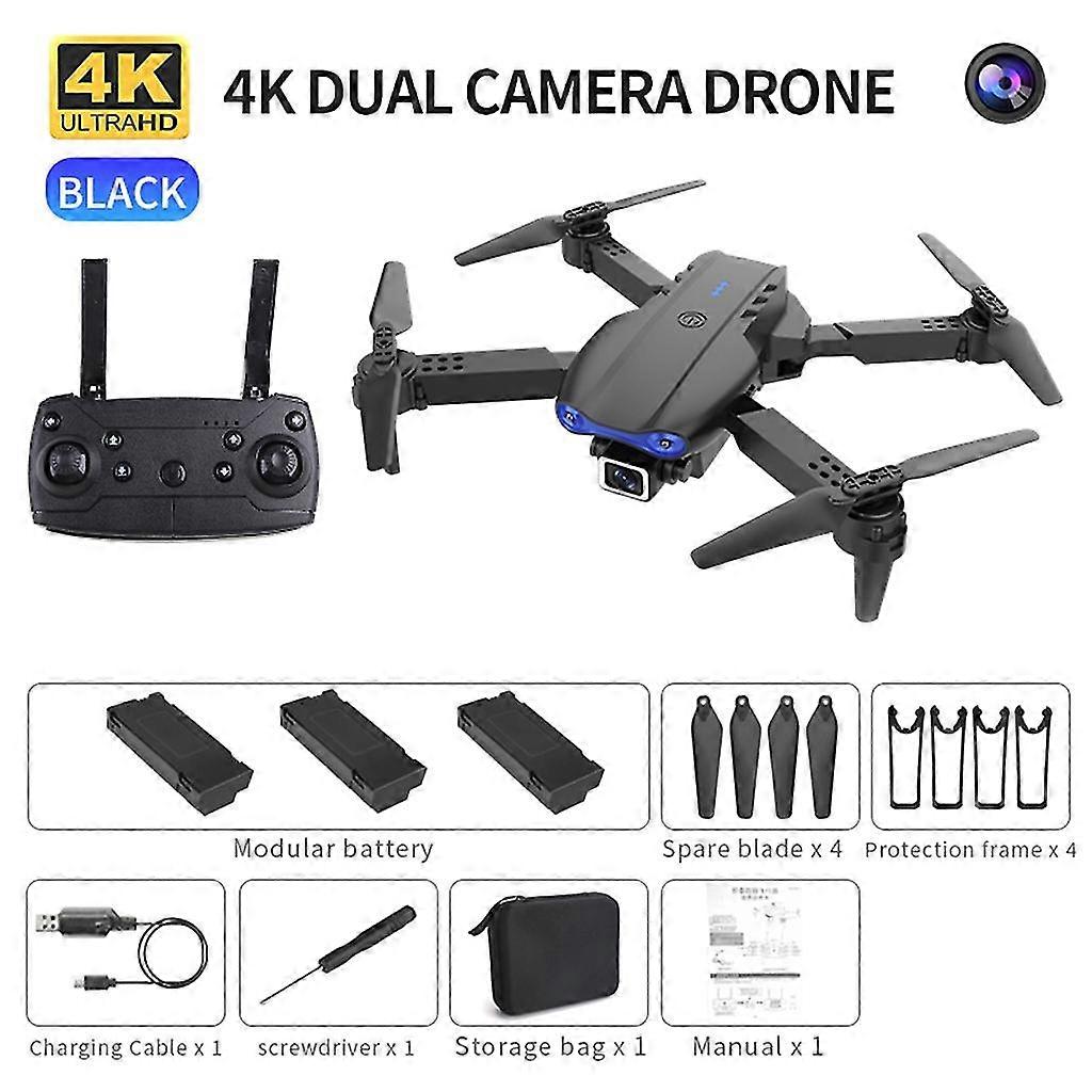 E99 K3 Drone 4k Dual/single Camera 6-axis Three-ways Obstacle Avoidance Foldable Rc Quadcopter Headless Mode For Kids