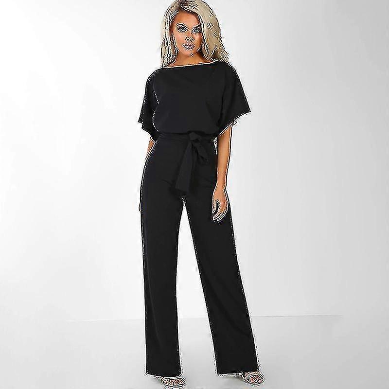 Női rövid ujjú széles lábú jumpsuit Formális Party hosszú nadrág Játékruha (sötétkék) LGDV