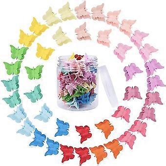 Butterfly Hårklipp For Jenter Kvinner, 72pcs Lite HårKlo Klipp, Søt SkliSikker Mini Plast Kjeve Klipp, 18 Assorterte Farger