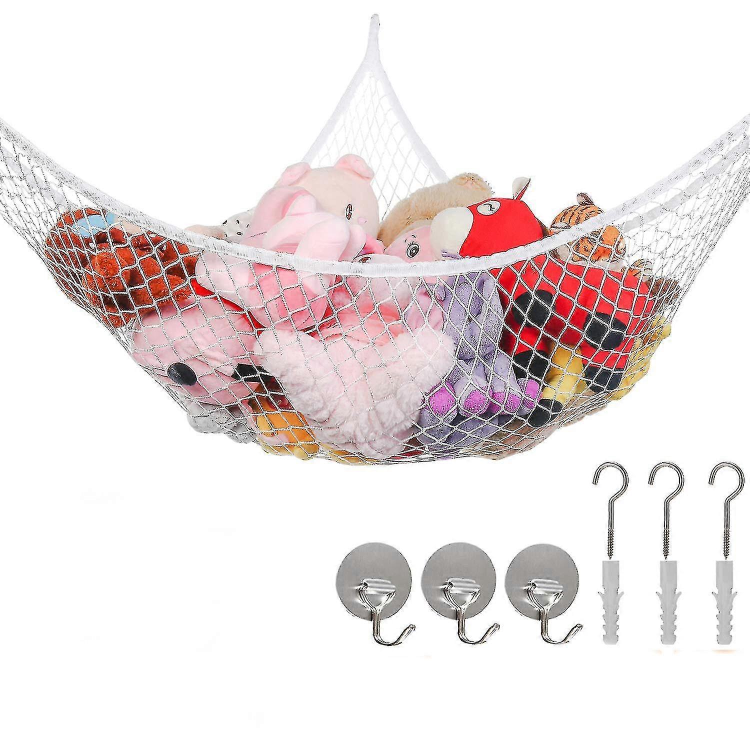 Jumbo Toy Hammock Stuffed Animals Corner Net Large Hanging Net, Pink