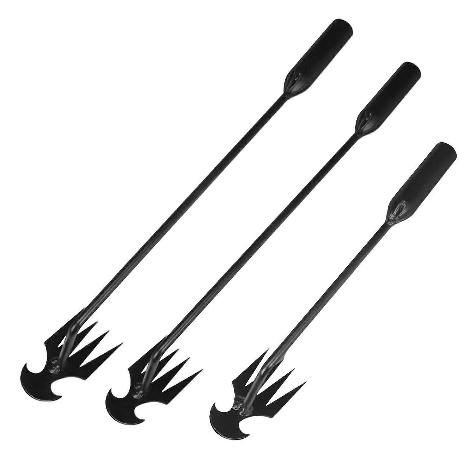 3Pcs Multifunctional Weeder Hand Weeder Tool with Long Handle Rustproof Sharp Tines Design Garden Maintenance Weed Removal Tool Jikaix