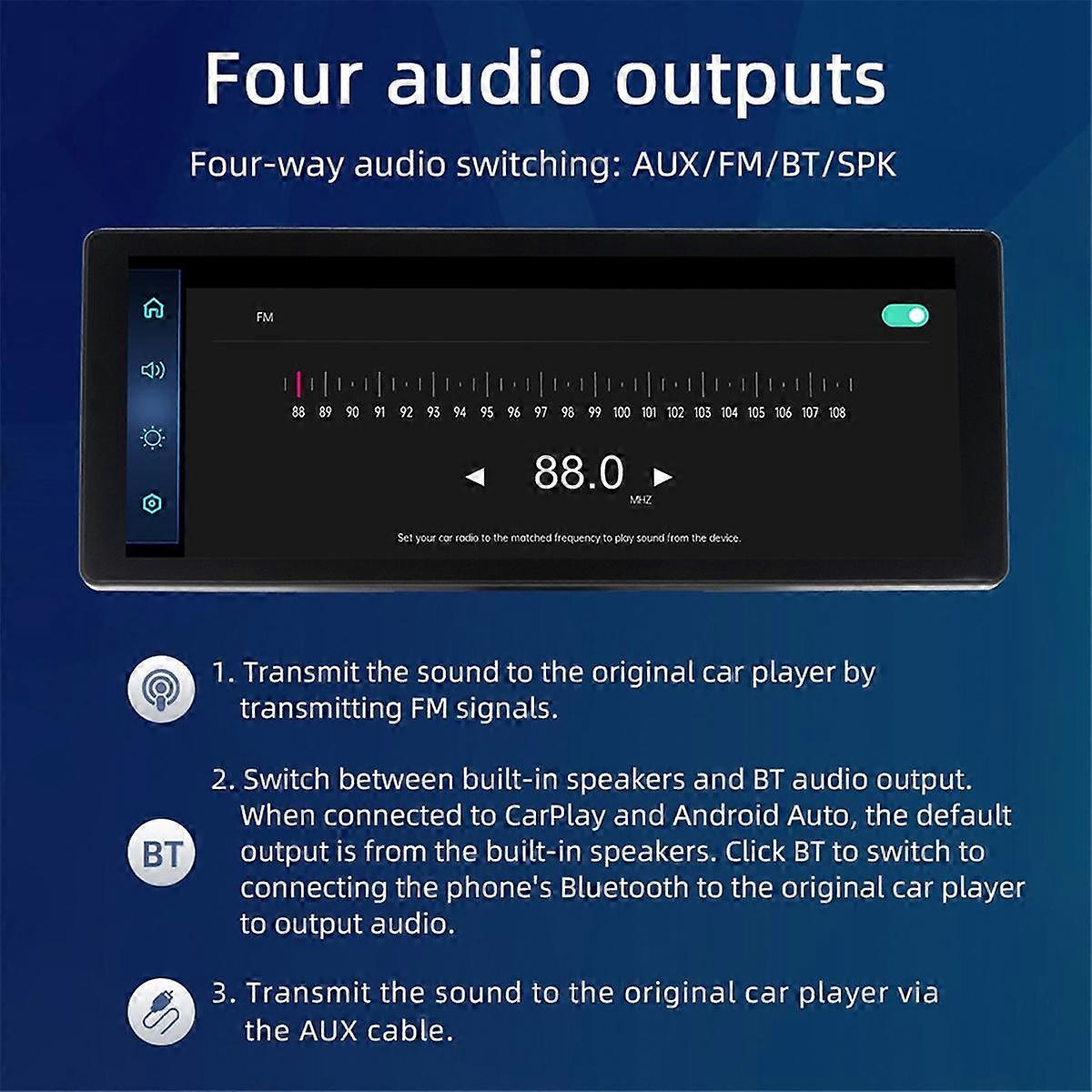 Car 10.26 Inch Bluetooth Portable Screen GPS Navigation Display Wireless Carplay MP5 Player Driving Recorder Supprot 4K