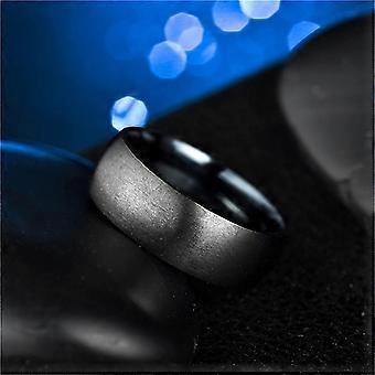 6pcs Titanium Black Ring Matte Round Finger Ring Wedding Band For