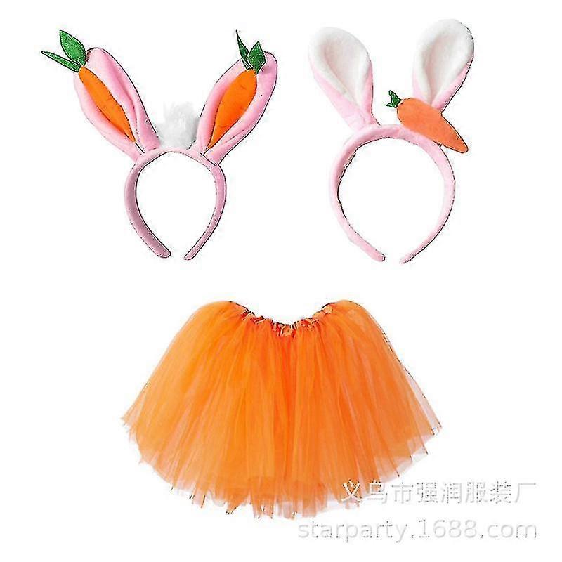 イースターの日の動物のスーツウサギの耳にんじんドレススーツバニースタイルのヘアバンドお誕生日おめでとうパーティーの装飾子供の女の子のドレスアップ