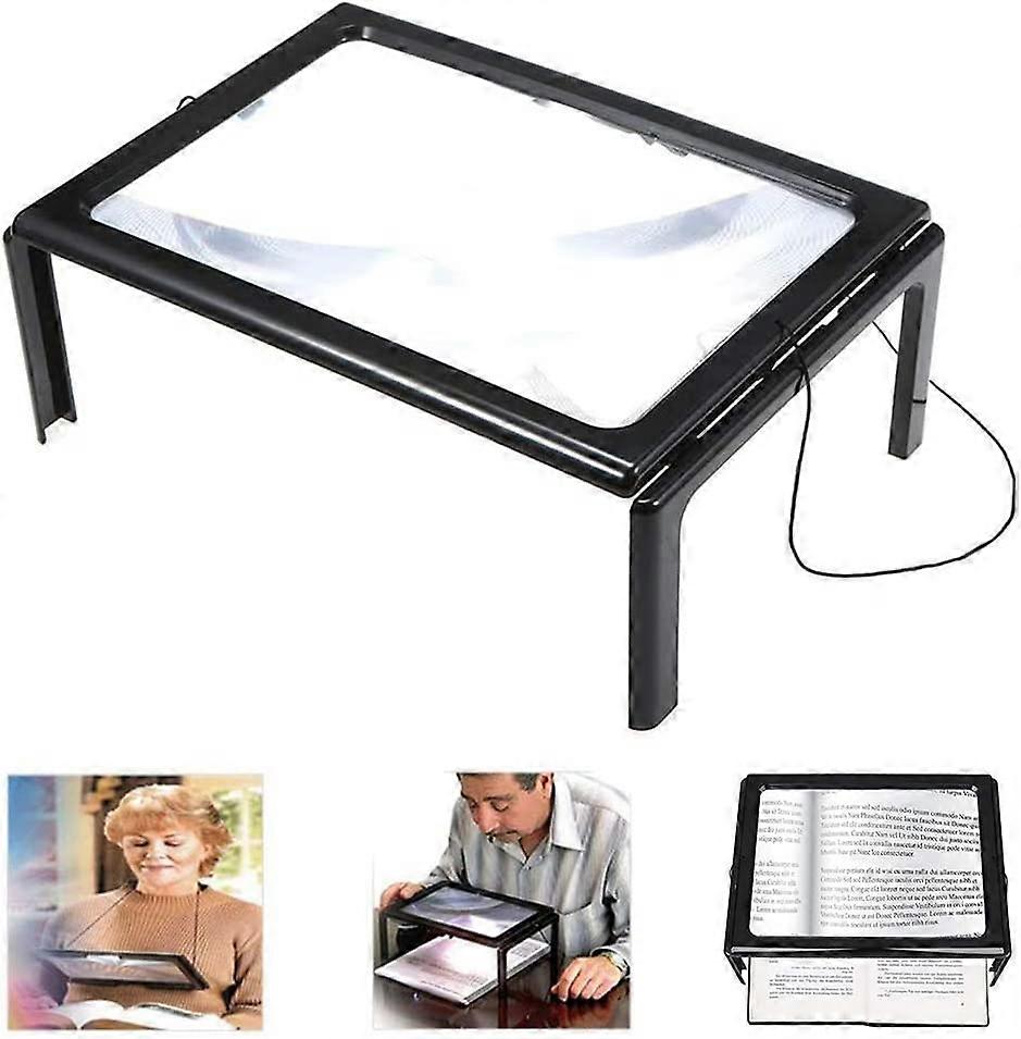 Rectangular Magnifier for Visually Impaired 3X Full Page Magnifier Magnifier with Hands-Free Light