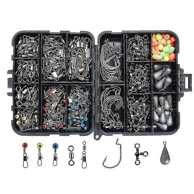 177pcs F 157pcs Fishing Accessories Kit Set With Tackle Box Space Beans Jig Hooks Swivels,100% New