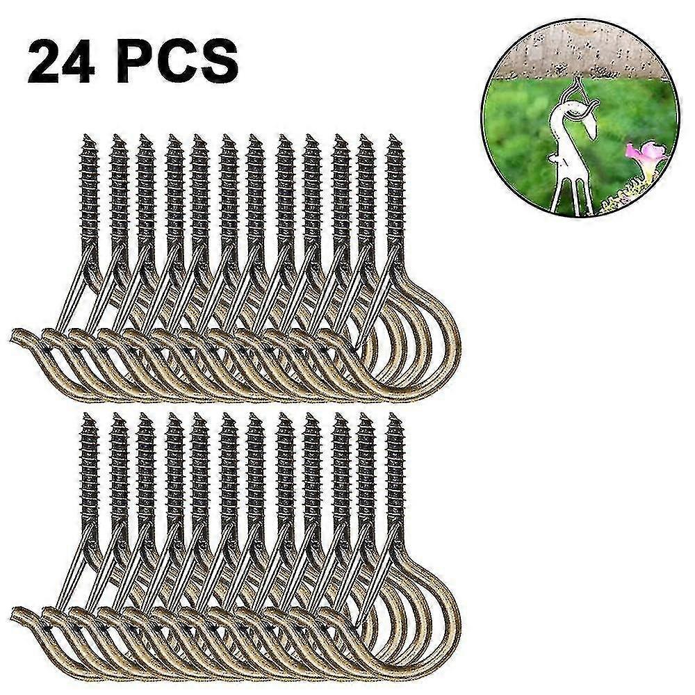 24 Pcs Screw-in Hooks - Outdoor String Lights Safety Screw Hook Ceiling Hooks With Safety Bu
