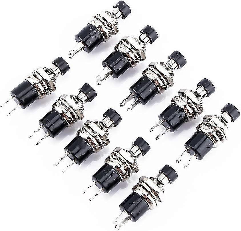 10pcs Mini Push Button Switch Automotive Momentary On/off Switch Black